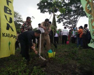 Wakil Ketua DPRD Kabupaten Penajam Paser Utara, Sudirman saat melakukan penanaman pohon (AH Ari B - Hello Borneo)