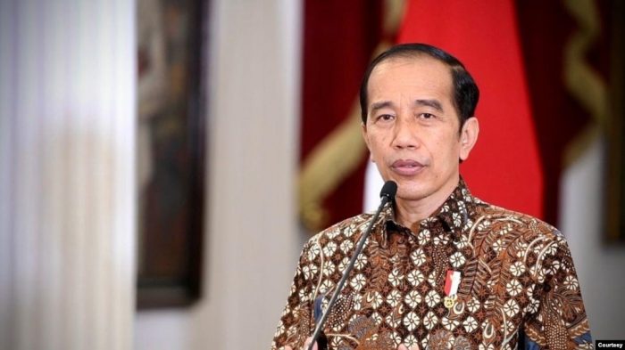 Presiden Jokowi dalam telekonferensi pers di Istana Merdeka, Jakarta, Senin (30/8). Presiden menyayangkan sikap Myanmar yang menolak bantuan ASEAN untuk keluar dari krisis politik di negara tersebut. (Foto: Courtesy/Biro Setpres)