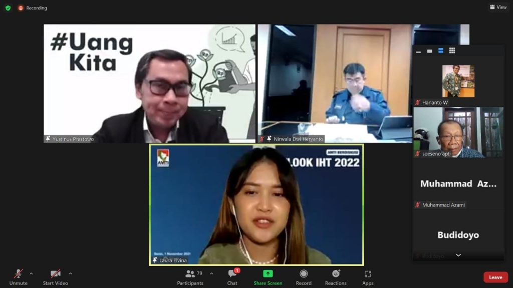 AMTI Berdiskusi Seri IX bertema Meneropong Kebijakan CHT 2022 terhadap Kondisi IHT dan Dampak Turunannya. (Ist)