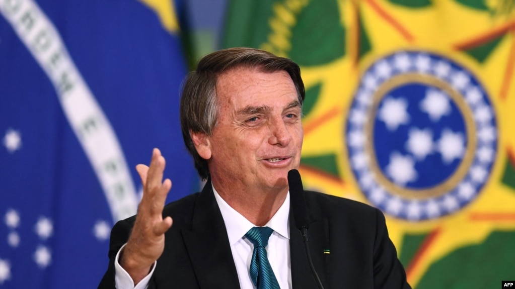 Presiden Brasil Jair Bolsonaro di Istana Planalto, Brasilia, 15 Maret 2022. ( EVARISTO SA / AFP)