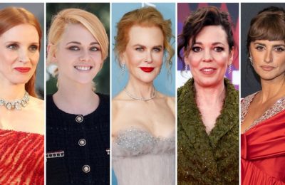 Para peraih nominasi Oscar untuk Aktris Terbaik 2022. Dari kiri: Jessica Chastain, Kristen Stewart, Nicole Kidman, Olivia Colman dan Penelope Cruz. (REUTERS/Yara Nardi/Mario Anzuoni/Henry Nicholls/Jeenah Moon/Files)