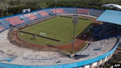 Stadion Kanjuruhan, Malang, 4 Oktober 2022. (Bagus Saragih/AFP). Insiden 1 Oktober 2022 yang menewaskan 131 orang termasuk lusinan anak -anak di stadion ini, tercatat sebagai salah satu bencana paling mematikan dalam sejarah sepak bola.