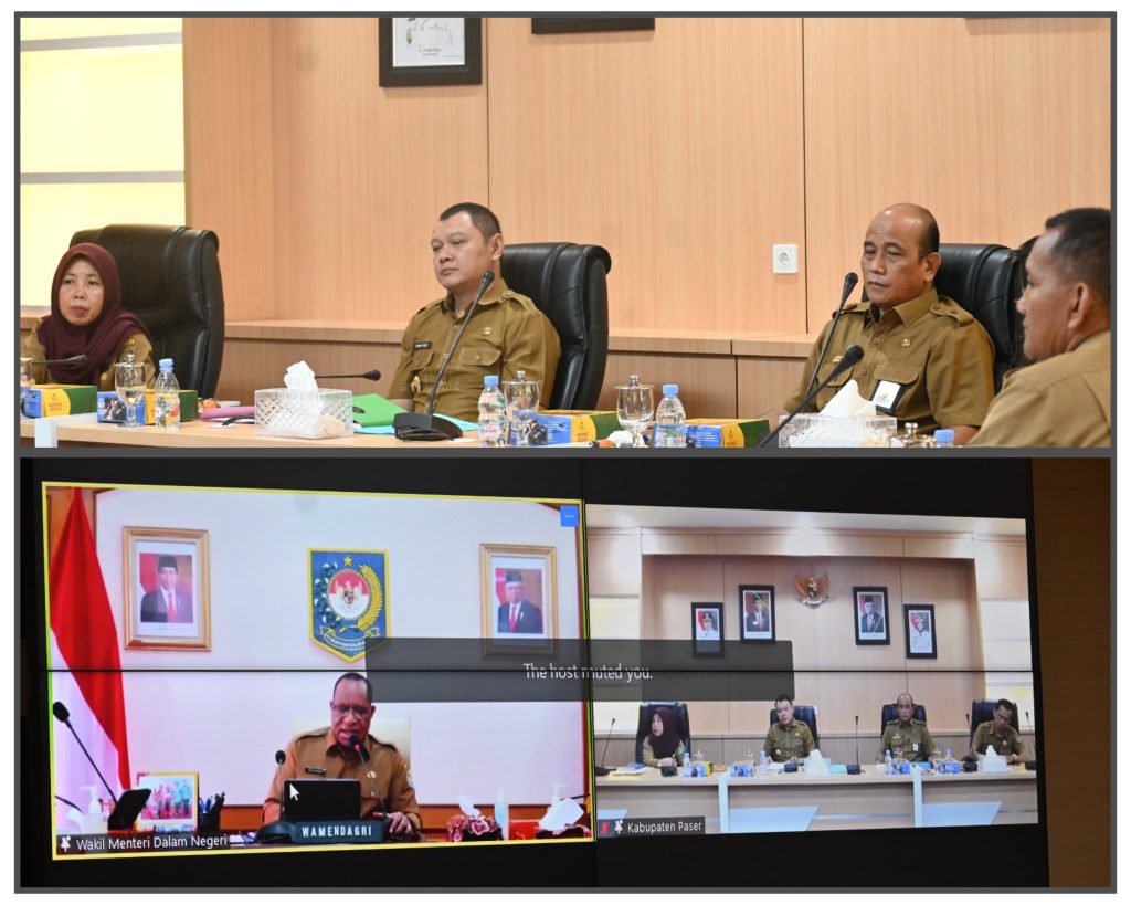 Bupati Paser, Fahmi Fadli menghadiri Rakor secara virtual. (Ist)