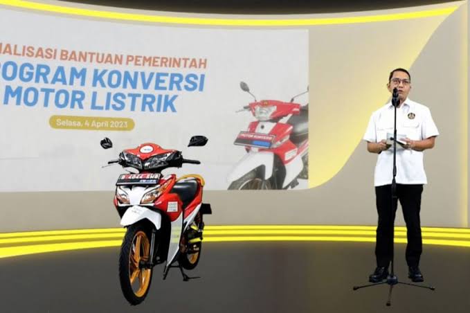 Direktur Jenderal Energi Baru Terbarukan dan Konservasi Energi (EBTKE) Kementerian ESDM Dadan Kusdiana saat sosialisasi bantuan pemerintah program konversi motor listrik di Jakarta. (Ist)