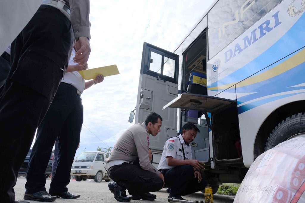 Ramp Check Bus Damri di Tanjung Selor. (Ist)