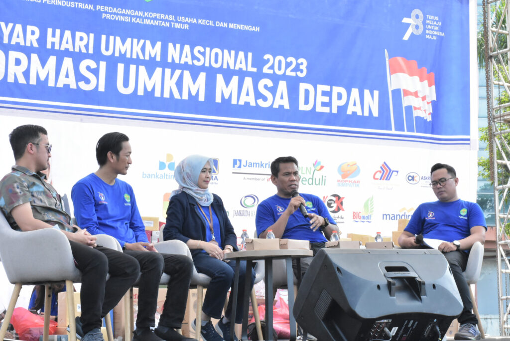 Anggota Komisi IV DPRD Kaltim Rusman Ya’qub saat menjadi pembicara talkshow pada acara Gebyar Hari UMKM Nasional 2023 dengan mengusung tema Transformasi UMKM Masa Depan. (Ist)