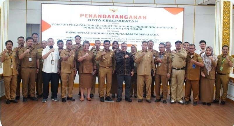 Penandatanganan MoU antara Pemerintah Kabupaten Penajam Paser Utara (PPU) dengan Kantor Wilayah Direktorat Perbendaharaan Kaltim. (Ist)