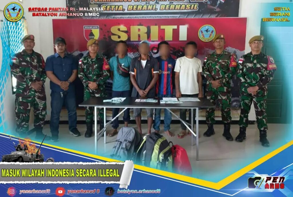 Empat WNI Diamankan Satgas Yonarhanud 8/MBC. (Ist)