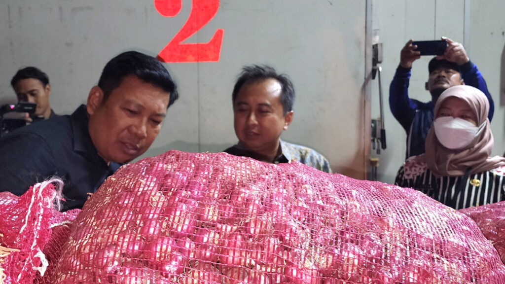Kepala Badan Pangan Nasional saat memantau Stablilisasi Pangan Bawang Merah di Gudang Penyimpanan. (Ist)