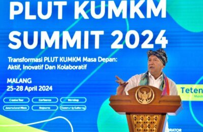 Menteri Koperasi dan UKM Teten Masduki pada acara PLUT KUMKM Summit 2024 di Malang Creative Center (MCC), Kota Malang, Jawa Timur. (Ist)