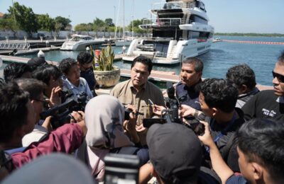 Menteri BUMN Erick Thohir saat melakukan kunjungan ke Bali Maritim Tourism Hub (BMTH) di kawasan Pelabuhan Benoa. (Ist)