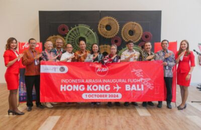 Penerbangan perdana Indonesia AirAsia rute Hong Kong - Denpasar. (Ist)