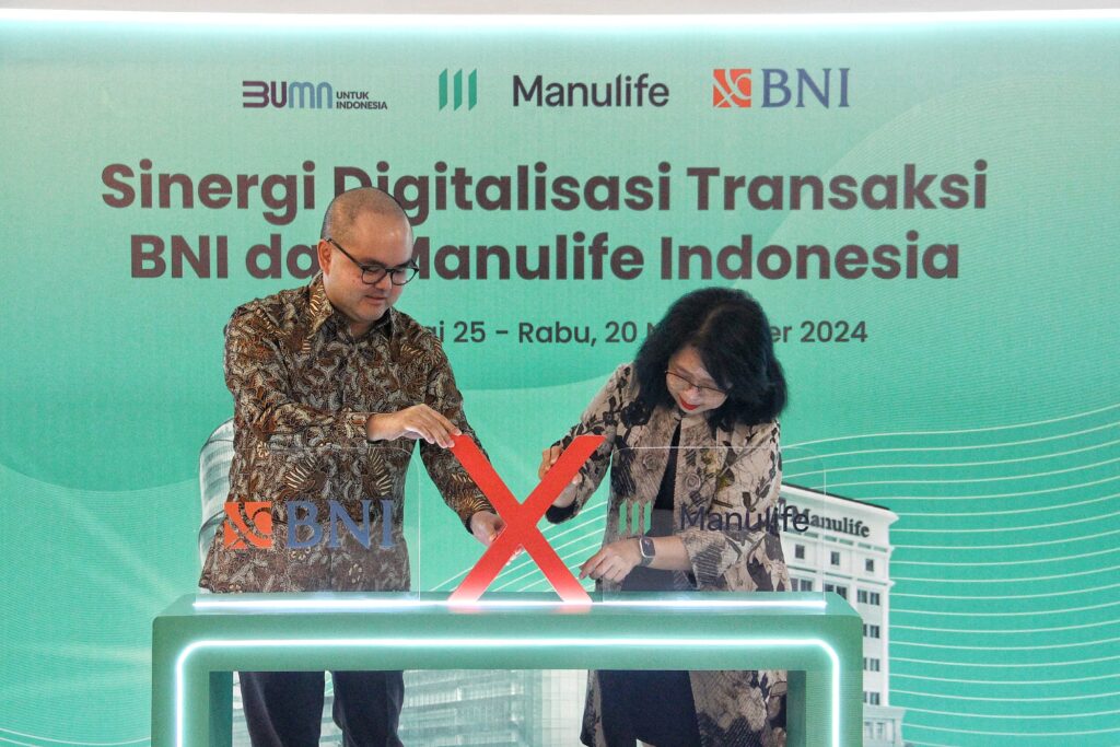 PT Bank Negara Indonesia (Persero) Tbk atau BNI memperkuat inovasi layanan digitalnya menggandeng Asuransi Jiwa Manulife Indonesia (Manulife Indonesia). (Ist)