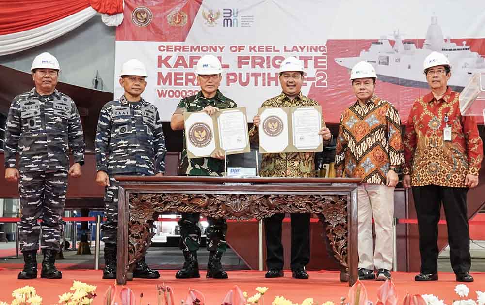 Kemhan RI bersama PT PAL Indonesia menggelar acara Ceremony of Keel Laying. (Ist)
