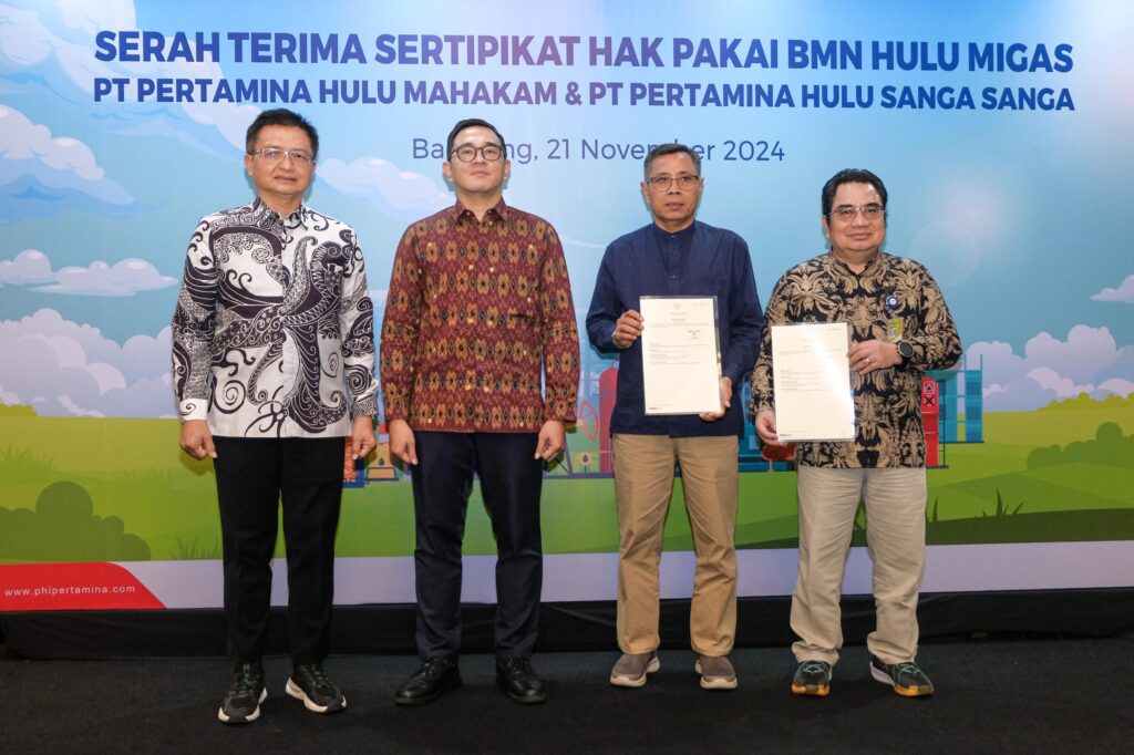 PT Pertamina Hulu Indonesia Serahterimakan Sertipikat Hak Pakai untuk BMN Hulu Migas. (Ist)