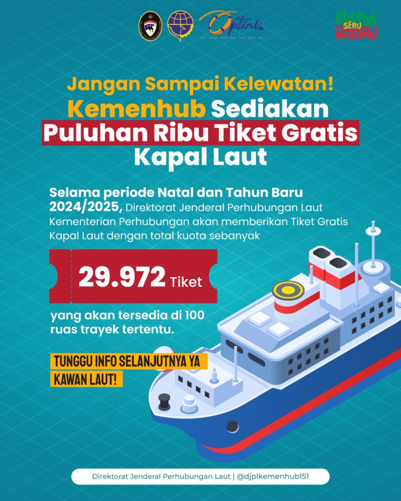 Program Mudik Gratis Kapal Laut Kemenhub. (Ist)