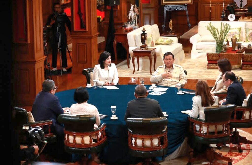 Presiden Prabowo Subianto melakukan dialog dengan tujuh jurnalis media nasional. (Ist)