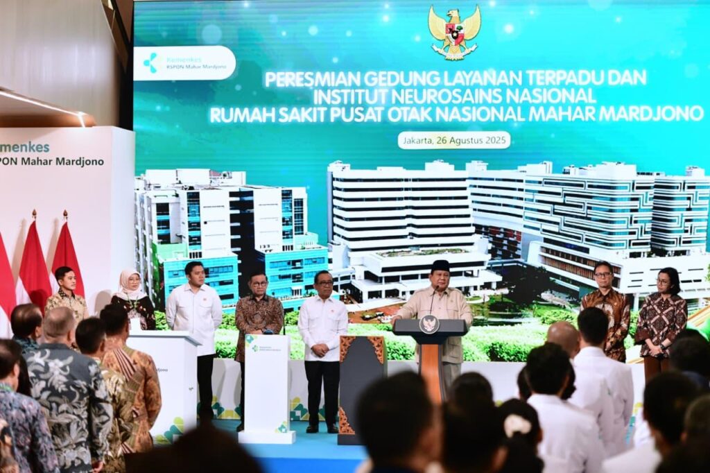 Prabowo Subianto meresmikan Gedung Layanan Terpadu dan Institut Neurosains Nasional di Rumah Sakit Pusat Otak Nasional (RSPON) Mahar Mardjono. (Ist)