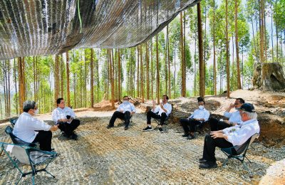 residen Joko Widodo di Titik Nol, IKN di Kabupaten Panajam Paser Utara, Kalimantan Timur, 14 Maret 2022. (Biro Setpres)