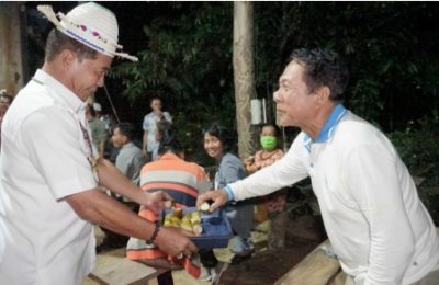 Gubernur Kaltara, Drs H Zainal A Paliwang SH, M.Hum saat panen perdana jagung. (Ist)