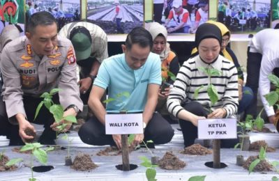 Pemkot Palangka Raya, salah satunya dengan melaksanakan gerakan menanam bersama. (Ist)