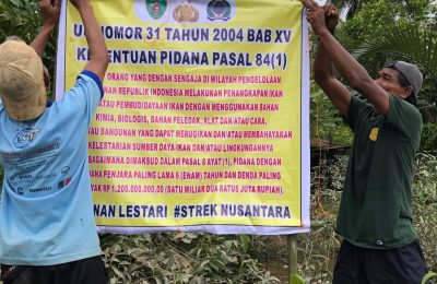 Pemasangan larangan oleh kelompok perikanan. (Ist)