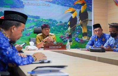 Gubernur Zainal Arifin Paliwang mengikuti rapat koordinasi rutin. (Ist)