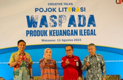 Creative Talks Pojok Literasi “Waspada Produk Keuangan Ilegal”, di Kota Makassar, Provinsi Sulawesi Selatan. (Ist)