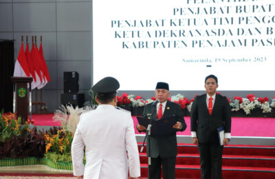 Pimpinan dan Anggota DPRD Kaltim saat menghadiri Pelantikan Penjabat Bupati PPU di Pendopo Odah Lamin Etam Kantor Gubernur Kaltim. (Ist)