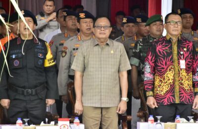 Anggota DPRD Kaltim Yusuf Mustafa saat menghadiri upacara HUT Korps Brimob Ke 78 di Balikpapan. (Ist)