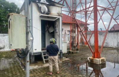 Panel BTS Telkomsel di Kelurahan Nipahnipah Terbakar. (Ist)
