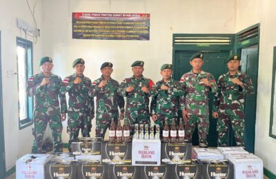 Minuman Keras Ilegal Diamankan di Perbatasan Nunukan. (Ist)