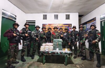 Satgas Yonzipur 8/SMG Gagalkan Penyelundupan di Perbatasan. (Ist)