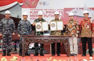 Kemhan RI bersama PT PAL Indonesia menggelar acara Ceremony of Keel Laying. (Ist)