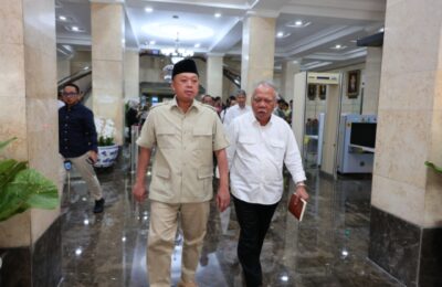 Menteri Agraria dan Tata Ruang/Kepala Badan Pertanahan Nasional (ATR/BPN), Nusron Wahid, menerima kunjungan dari Kepala Otorita Ibu Kota Nusantara (OIKN), Basuki Hadimuljono. (Ist)